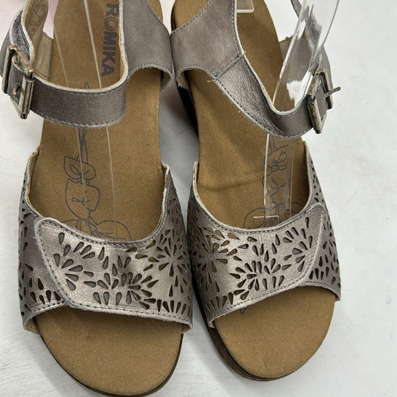 Romika Leather Cut Out Silver Sandals EU Size 40 MCS5119J - Picture 2 of 10